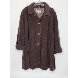 Vintage 50’s Swing Italian Alpaca & Wool Womens Sz. 14 Brown Large Button Coat